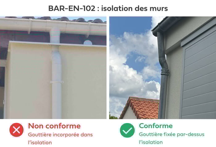 Bonnes pratiques CEE BAR-EN-102 isolation mur extérieur gouttière